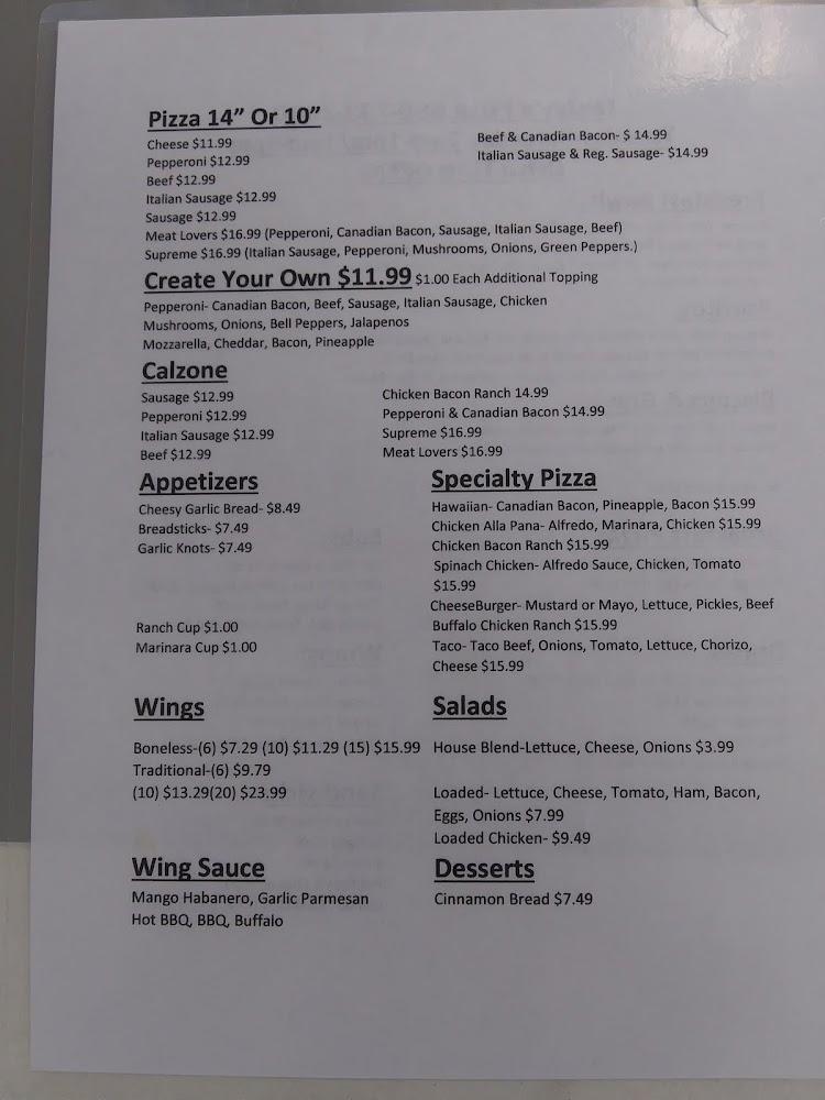 TeeJay's Pizza Menu image 1